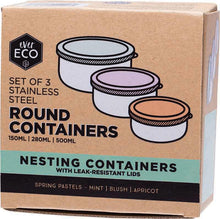 Ever Eco Stainless Steel Round Containers Spring Pastels Leak Resistant