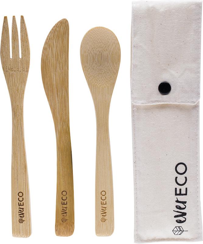 Ever Eco Bamboo Cutlery Set With Organic Cotton Pouch