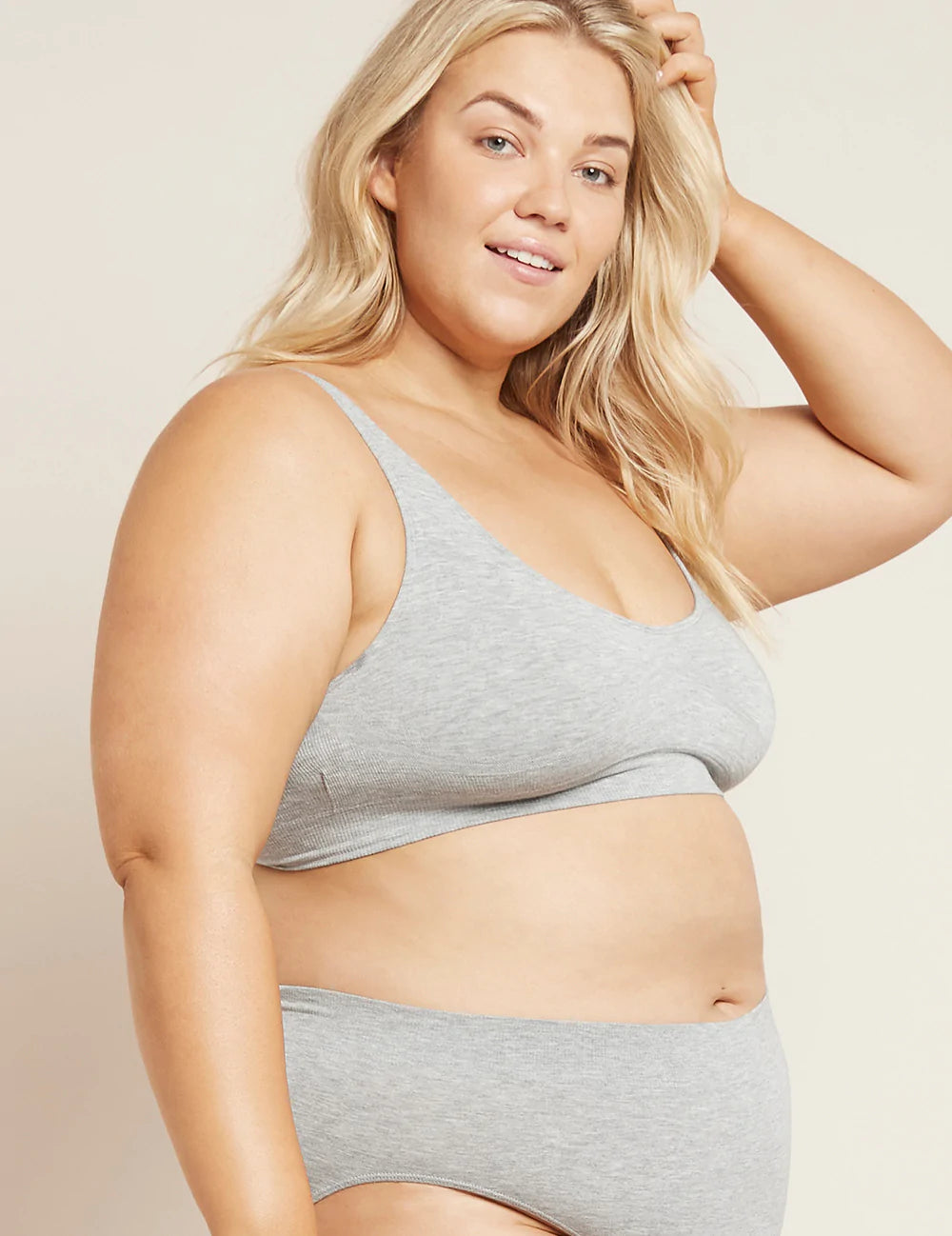 Boody Padded Shaper Crop Bra Light Grey Marl