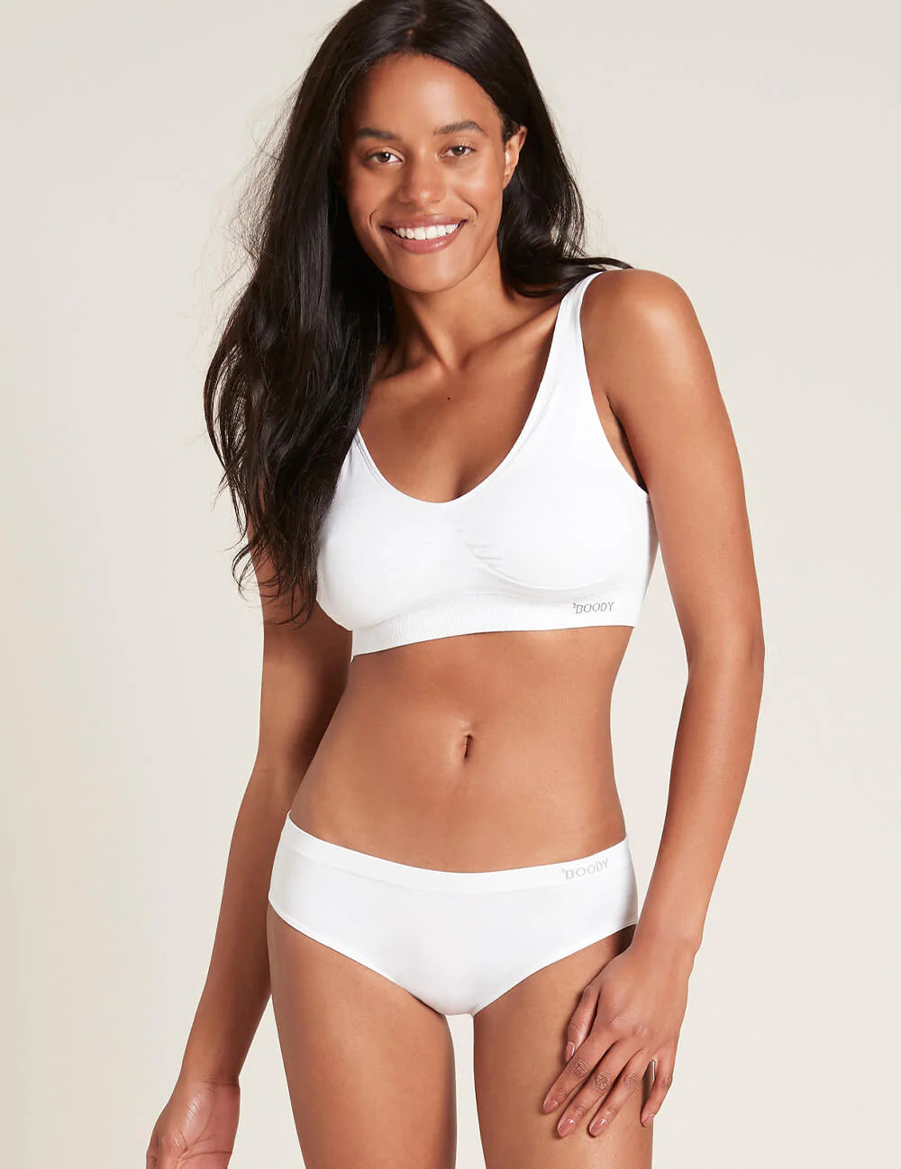 Boody Padded Shaper Crop Bra White