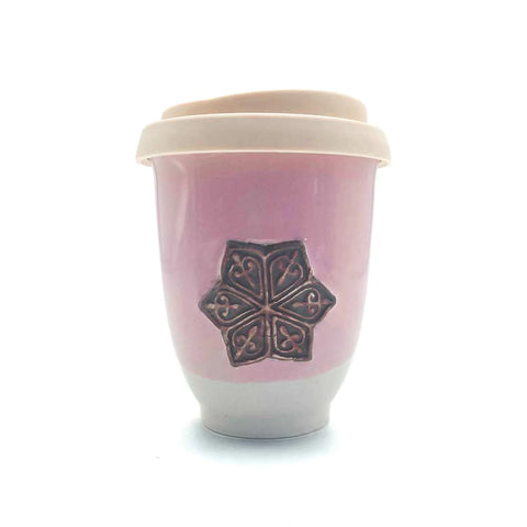 Pottery for the Planet Pretty in Pink Mandala Ceramic Travel Cup