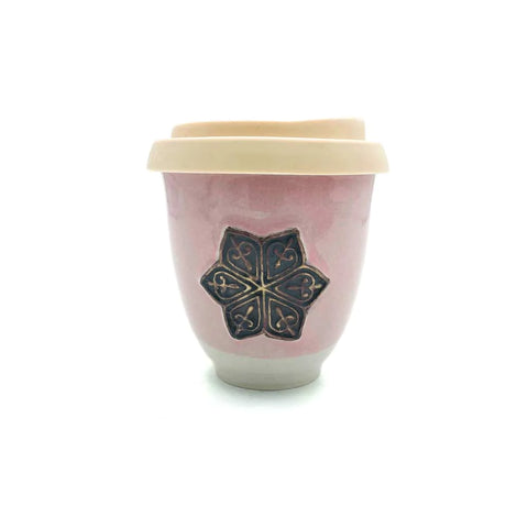 Pottery for the Planet Pretty in Pink Mandala Ceramic Travel Cup