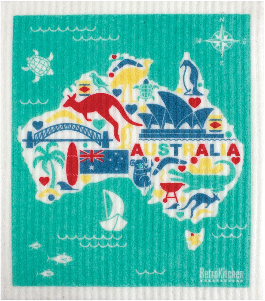 RETROKITCHEN Dishcloth Australia Map