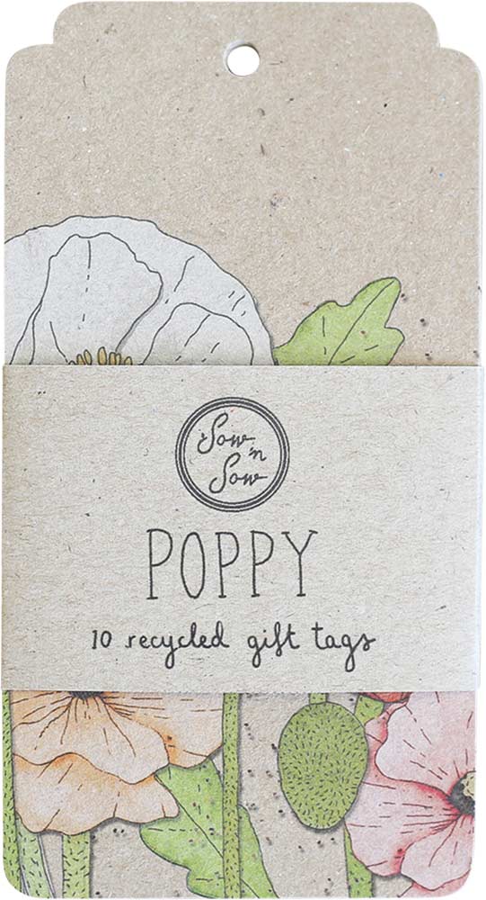 SOW 'N SOW Recycled Gift Tags 10 Pack Poppy