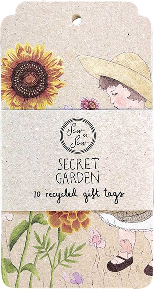 SOW 'N SOW Recycled Gift Tags 10 Pack Secret Garden