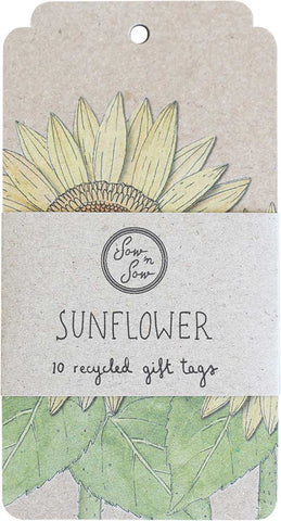SOW 'N SOW Recycled Gift Tags 10 Pack Sunflower