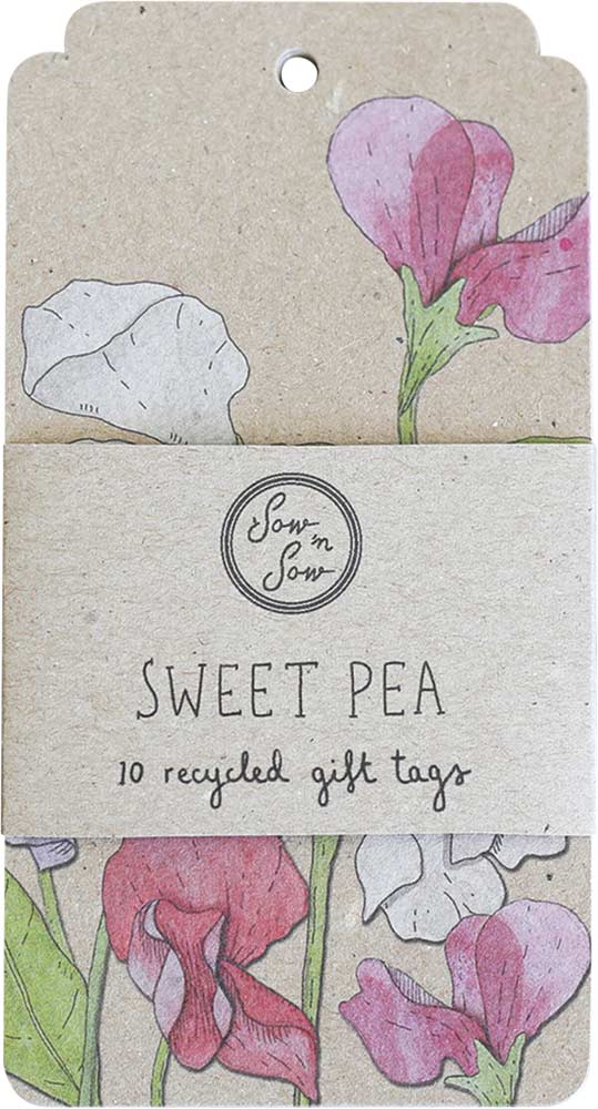 SOW 'N SOW Recycled Gift Tags 10 Pack Sweet Pea