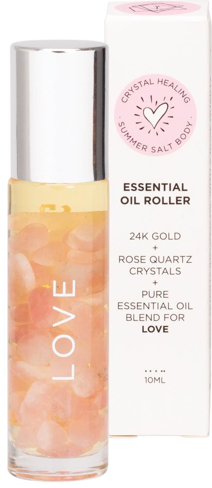 SUMMER SALT BODY Essential Oil Roller Love Rose Quartz Crystals