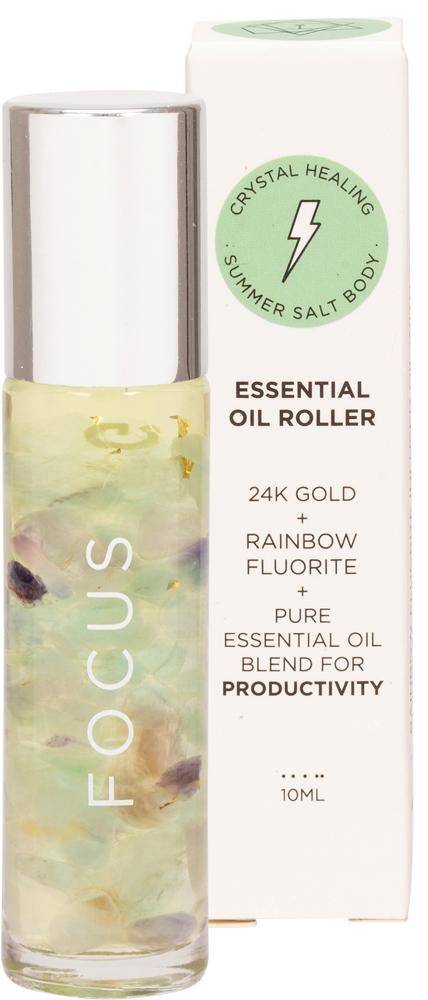 SUMMER SALT BODY Essential Oil Roller Focus Rainbow Crystals