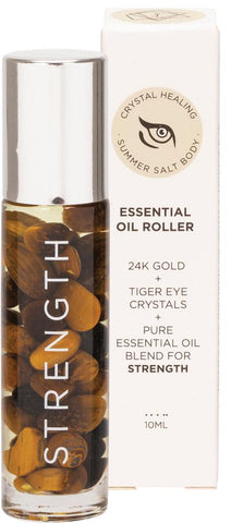 SUMMER SALT BODY Essential Oil Roller Strength Tiger Eye Crystals