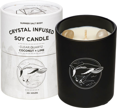 SUMMER SALT BODY Crystal Soy Candle Clear Quartz Coconut & Lime