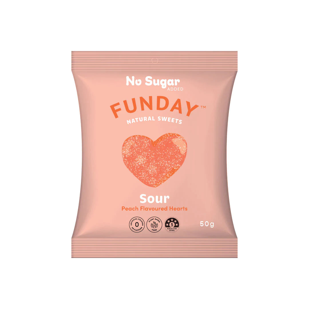Funday Natural Sweets Sour Peach Hearts
