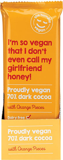 THE HUMBLE VEGAN 70% Dark Cocoa With Orange Pieces