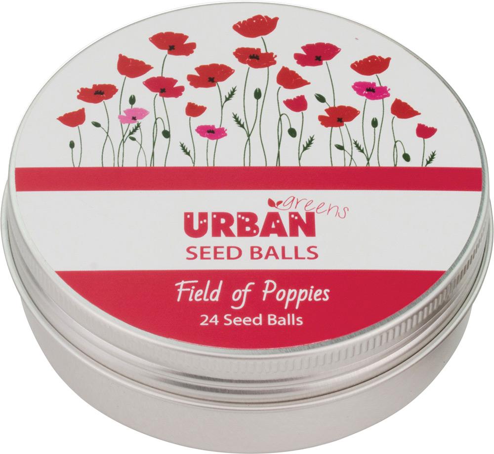 URBAN GREENS Seed Balls for planting Field of Poppies (24 Per Tin)