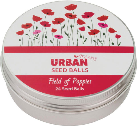 URBAN GREENS Seed Balls for planting Field of Poppies (24 Per Tin)