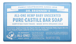 x Dr Bronner's Castile Bar Soaps Baby Mild Unscented