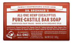 Dr Bronner's Castile Bar Soaps Eucalyptus