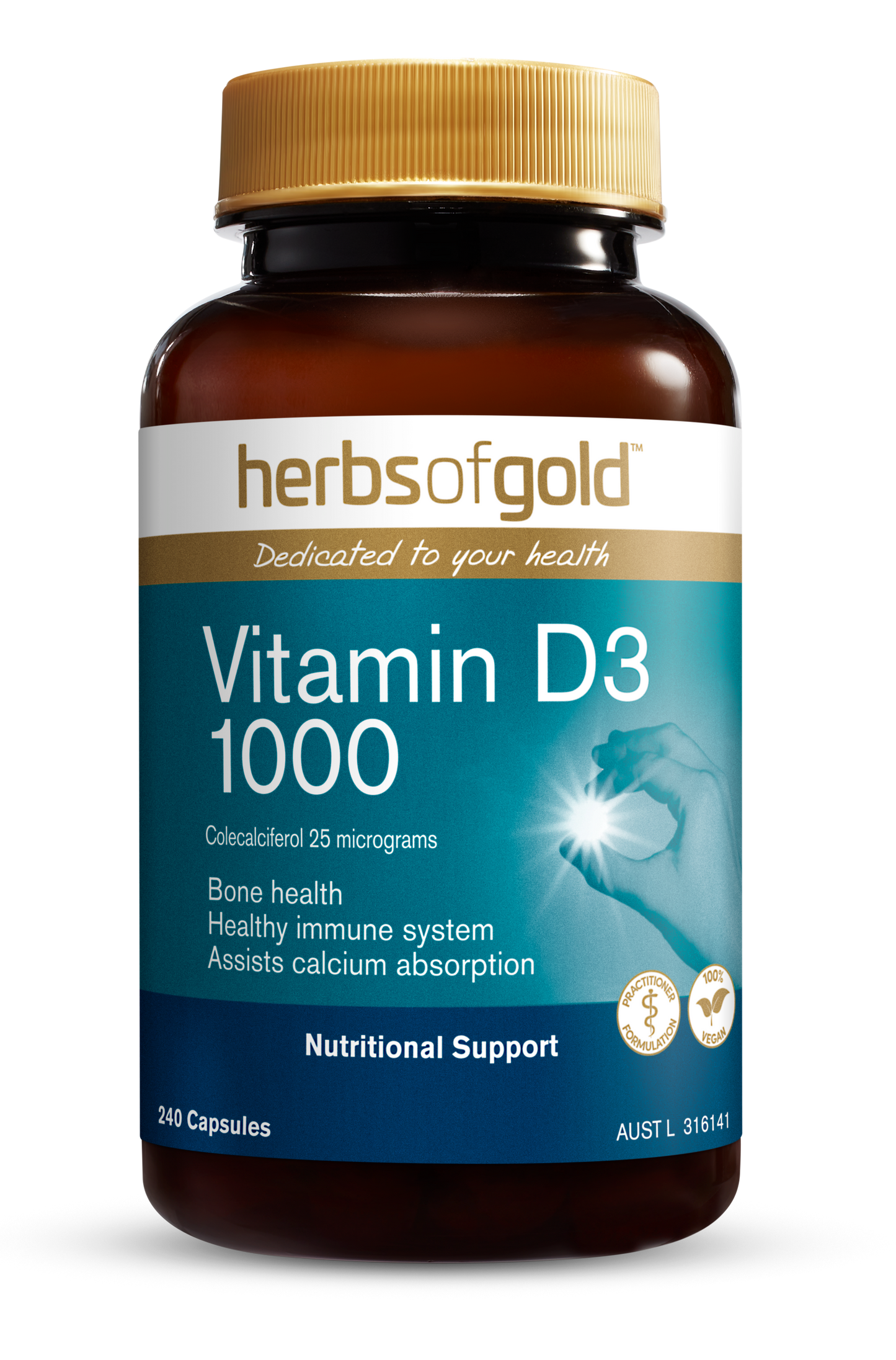 Herbs of Gold - Vegan Vitamin D3 1000