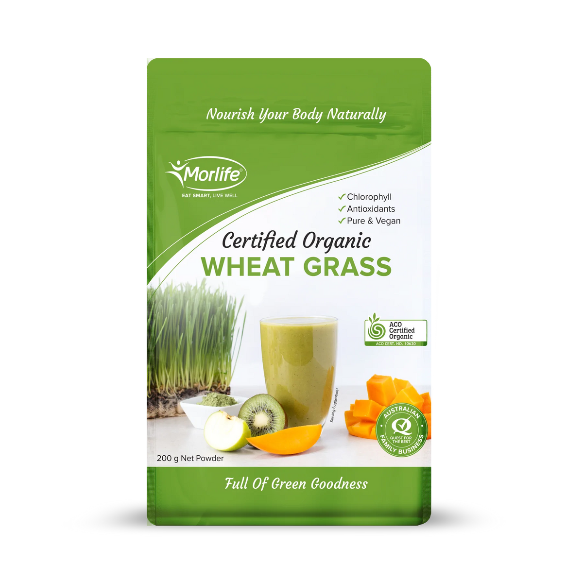Morlife Wheat Grass Powder Certified Organic