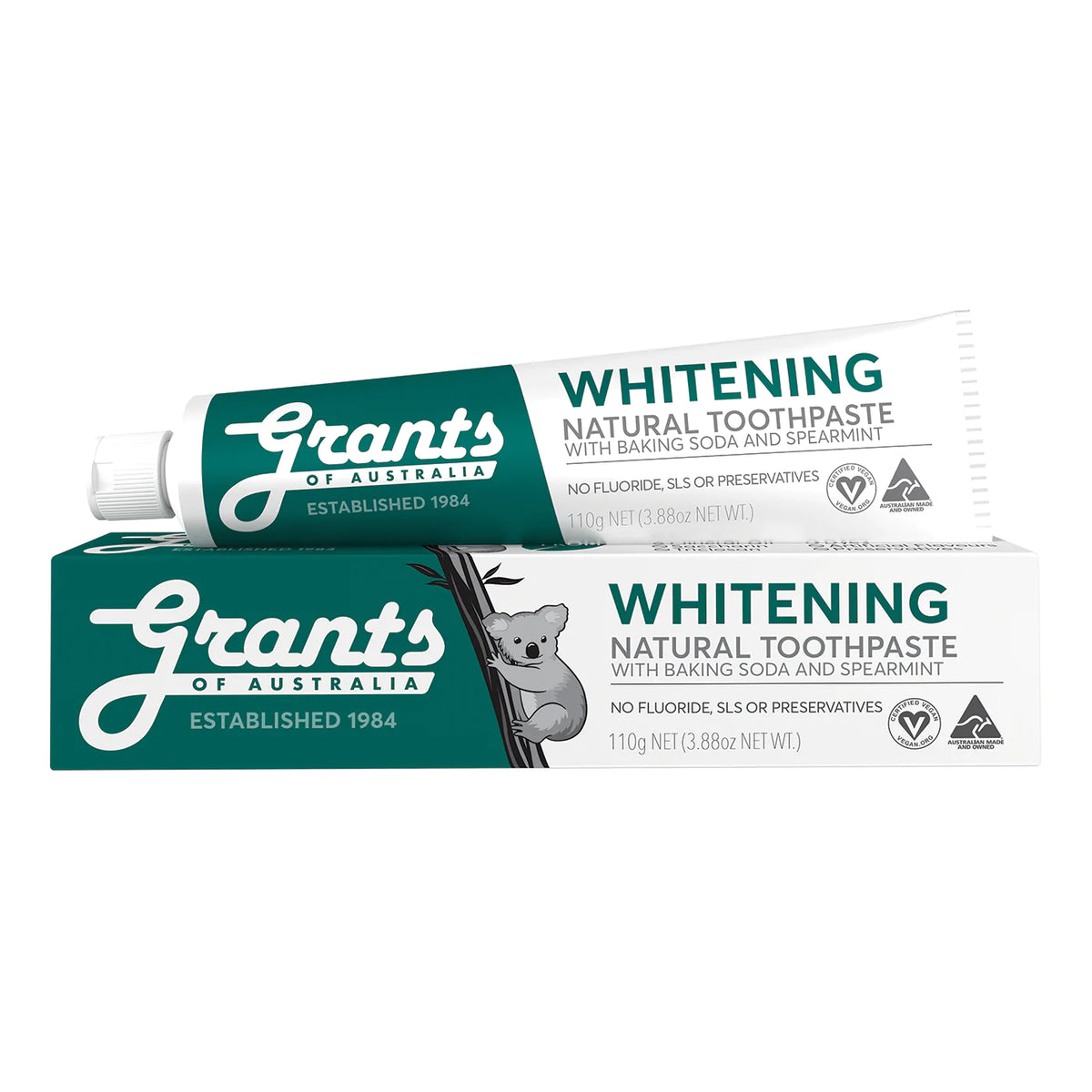 Grants Toothpaste Whitening Spearmint Fluoride Free