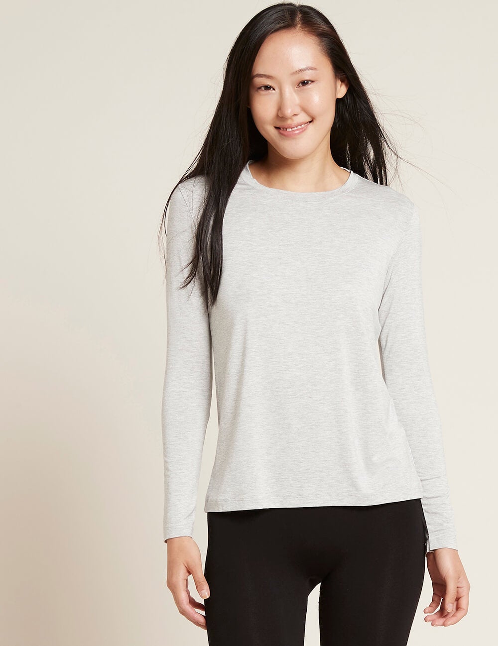 Boody Women's Long Sleeve Round Neck T-Shirt Light Grey Marl